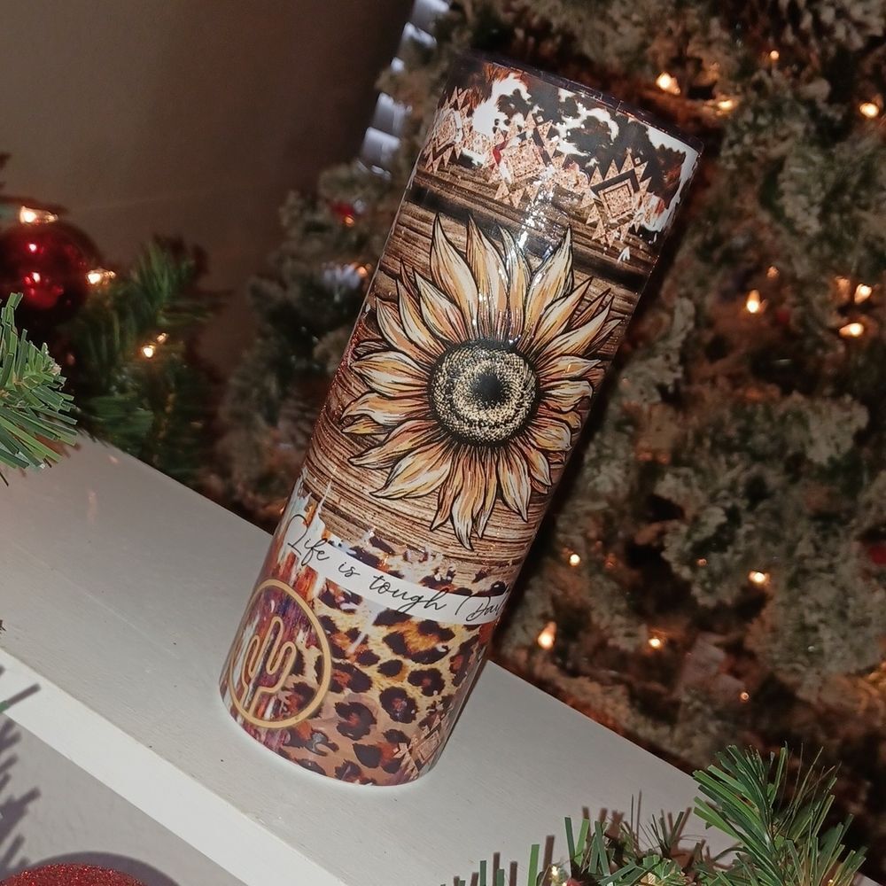 SUNFLOWER Life is Tough Skinny Tumbler